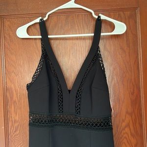 Free People Black Iris Crochet Trim Mini Dress